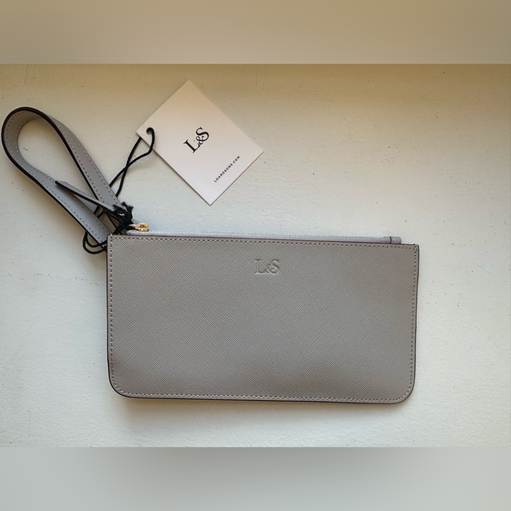 NWT Lo & Sons Phone Wristlet Pouch in Gray/Gold/Gray
